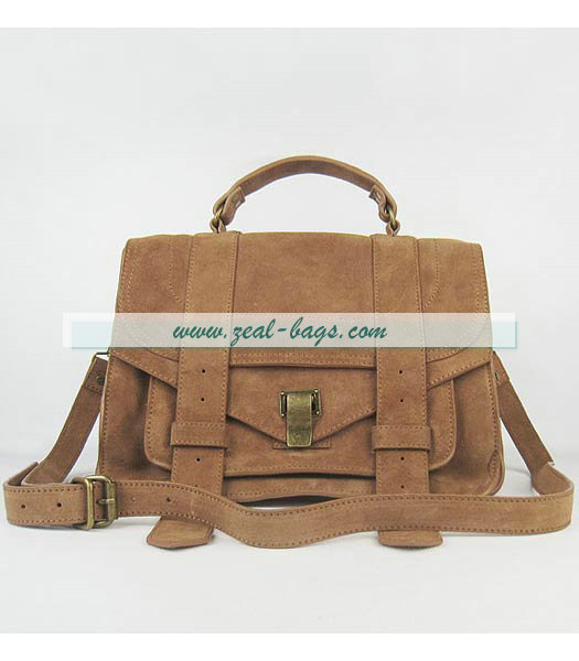 Knockoff Proenza Schouler Suede PS1 Satchel Bag in Brown Cow Suede Leather